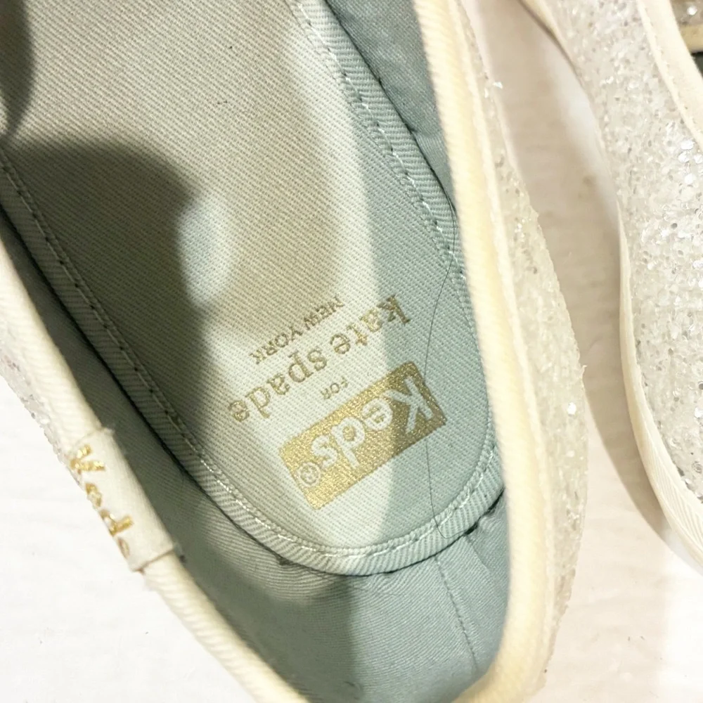 Kate Spade‎ Size 11 White Glitter Sparkle Wedding Low Top Sneaker